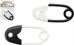 Fekete-fehér biztosítótű alakú csörgő 12 cm