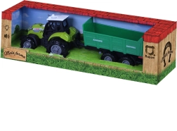Traktor hangokkal és fénnyel, zöld pótkocsival