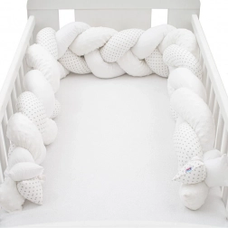 Fonott kiságyvédő copf NEW BABY Minka és Pötty, szürke