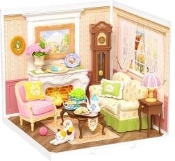 Miniatűr házikó Ötórai tea – DIY 3D fa építőkészlet LED-del