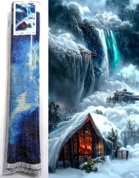 Gyémántfestés Téli faház 80x40 cm