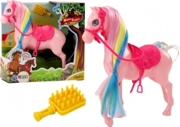 Szobor Ló Színes Sörénnyel és Rózsaszín Nyereggel