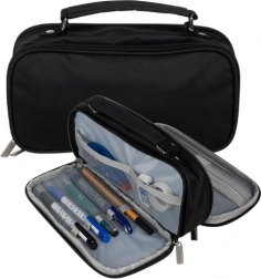 Kinyitható, kétrekeszes iskolai tolltartó Maaleo – fekete