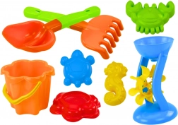 Színes homokozó játék készlet malommal és formákkal