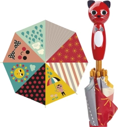 Színes gyerek esernyő macska alakú fogóval