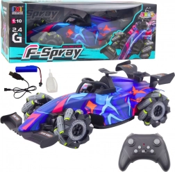 RC versenyautó 1:10 gőzeffekttel, világítással és 2,4 GHz-es irányítással – kék