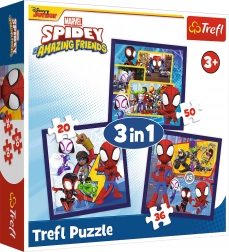 Puzzle Spidey: pókok és dinók 3 az 1-ben (20, 36 és 50 darabos)