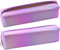 Szervező iskolai tolltartó holografikus jodlik mintában, lila 21x6cm