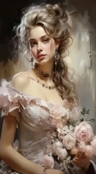 Gyémántfestés lány rózsákkal 30 × 40 cm