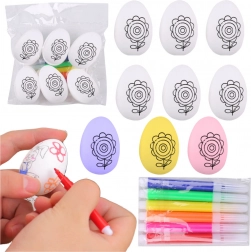 polisztirol húsvéti tojások festőkészlete filcekkel, virágmintás, 6 db