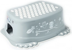 Gyerek csúszásgátlós fellépő a fürdőszobába bagollyal – szürke