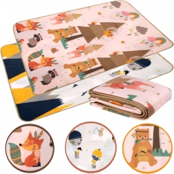 Kétoldalas EPE hab oktató játszószőnyeg 150 × 180 cm hegyek és állatok