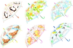 Gyerek automata esernyő vidám állatokkal, átlátszó kupola