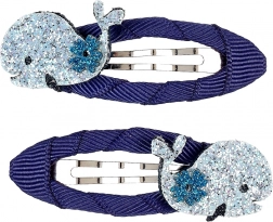 Hajcsatok csillogó bálnával - 2 db