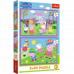 Puzzle 2x24 Peppa a játszótéren - Peppa malac