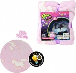 Világító plüss takaró unikornissal 130 × 150 cm rózsaszín