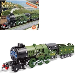 Kis mechanikus gőzmozdony szénkocsival építőkészlet