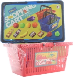 Bevásárlókosár gyümölcsökkel és élelmiszerekkel