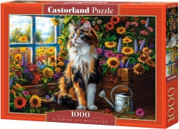1000 darabos puzzle – macska a virágok között