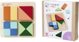 Montessori négyszögletű fa puzzle – geometriai kirakó 4 négyzettel