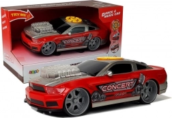 Zenei táncoló DJ autó fényekkel és hangszórókkal