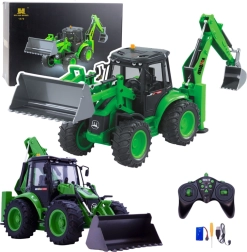 RC kerekes traktor markoló HUINA 1:14 zöld, fénnyel és hanggal