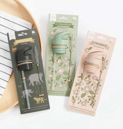 A Little Lovely Company kupak-, kefe- és szívószálkészlet 350 ml-es rozsdamentes acél palackhoz – Állatok