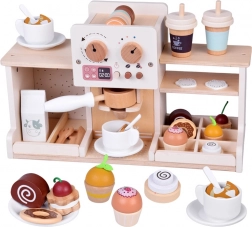 Fából készült kávézó – barista kávéfőző kiegészítőkkel