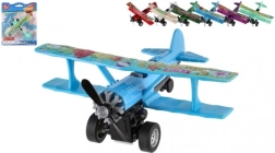 Visszahúzós kétfedelű repülő, 10 × 11 cm, fém/műanyag – színmix