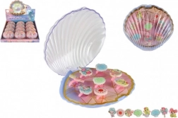 Állítható gyűrűk gyerekeknek tengeri világgal díszítve, kagyló alakú dobozban