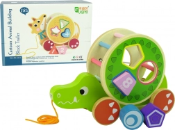 Fa húzogatós játék krokodil formával és válogatóval