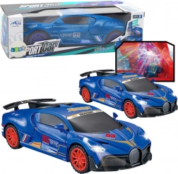 Interaktív sportautó akadályérzékelővel, LED-gömbbel és 360°-os fordulással, kék