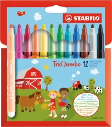 Stabilo Trio Jumbo filctoll-készlet, 12 szín