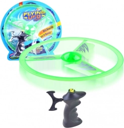 Repülő korong kilövővel és fényhatással – Zöld