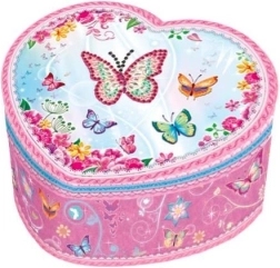 Szív alakú zenélődoboz pillangókkal
