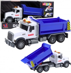 Billenőplatós teherautó mozgatható platóval, fényekkel és hangokkal – kék