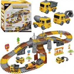 Woopie XXL versenypálya és vasúti készlet elektromos sínpályával – építkezés, 174 darab