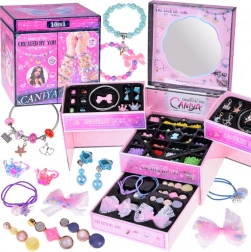 Kihajtható ékszerdoboz gyerekeknek gyöngyökkel és hajdíszekkel