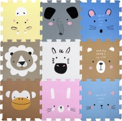 Humbi habszivacs szőnyeg – oktató puzzle állatokkal 120 × 120 cm, 9 darab