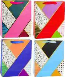 Papír ajándéktáska geometrikus mintákkal 32 × 26 × 12 cm