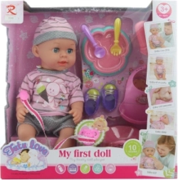 Pisilő baba 32 cm hangokkal és kiegészítőkkel