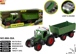 Traktor pótkocsival, fény- és hangeffektekkel