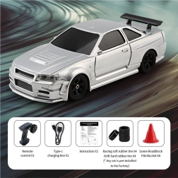 RC driftelő autó 1:43 fehér tartozékokkal