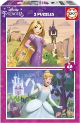 Puzzle DISNEY hercegnők 2×48 darab – Aranyhaj és Hamupipőke