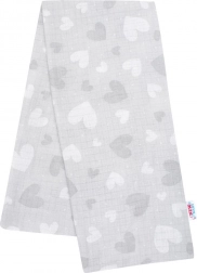 Pamut pelenka nyomott mintával NEW BABY szürke szívecskék