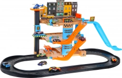 Négy emeletes parkolótorony lifttel gyerekeknek 3+ Autók és helikopter csúszdával