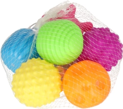Érzékszervi labdák gyerekeknek, 6 darabos készlet hálóban