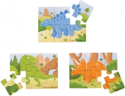 fa puzzle 3 az 1-ben dinoszauruszok BIGJIGS TOYS