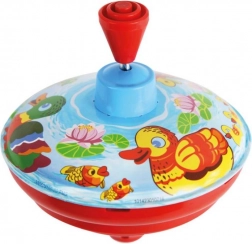 Fém pörgettyű kiskacsákkal, 13 cm