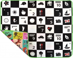 Humbi kétoldalas, habból készült 3 az 1-ben oktató játszószőnyeg sakk, ábécé és számok 180 × 150 × 1 cm